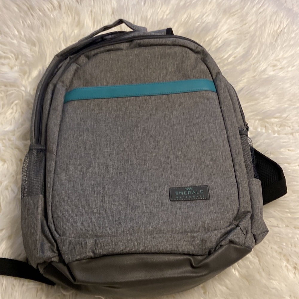 Gray Backpack BNWOT please see all pictures padded back gray and teal color - Picture 16 of 16